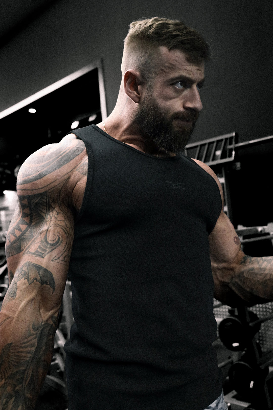 Ribbed Muscle Tank Top - Black