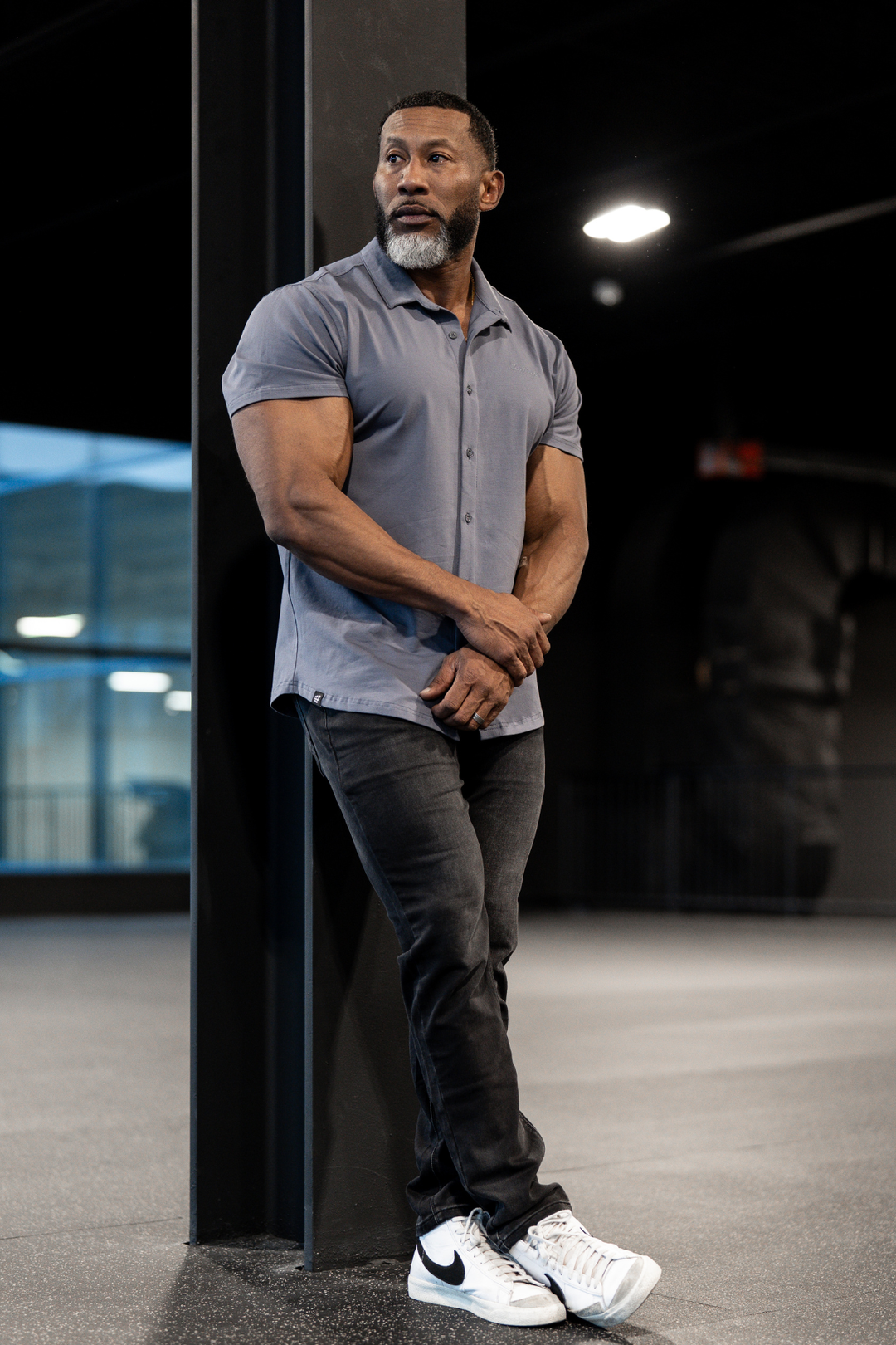 Button-up Muscle T-Shirt - Storm Gray