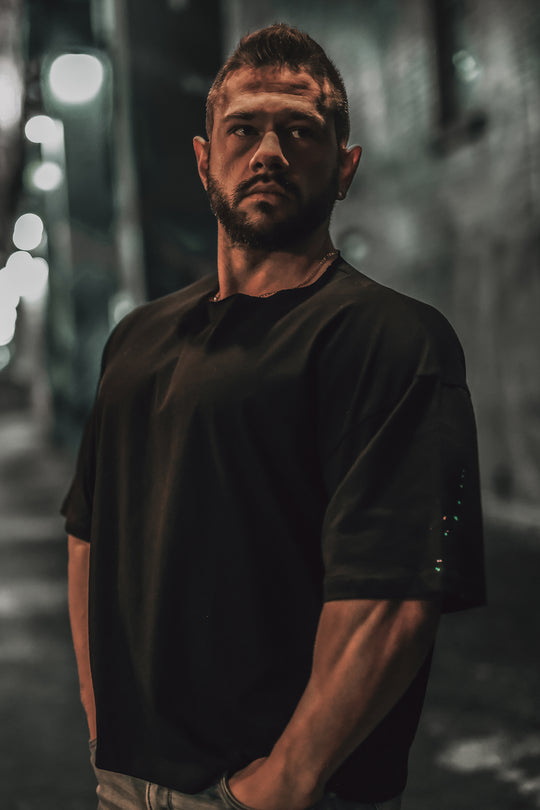 Raw-Cut Boxy Crop Tee - Black