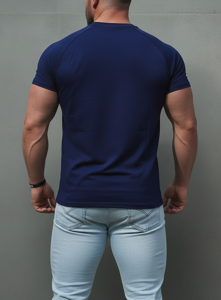 V Neck Muscle-Fit T-Shirt - Navy