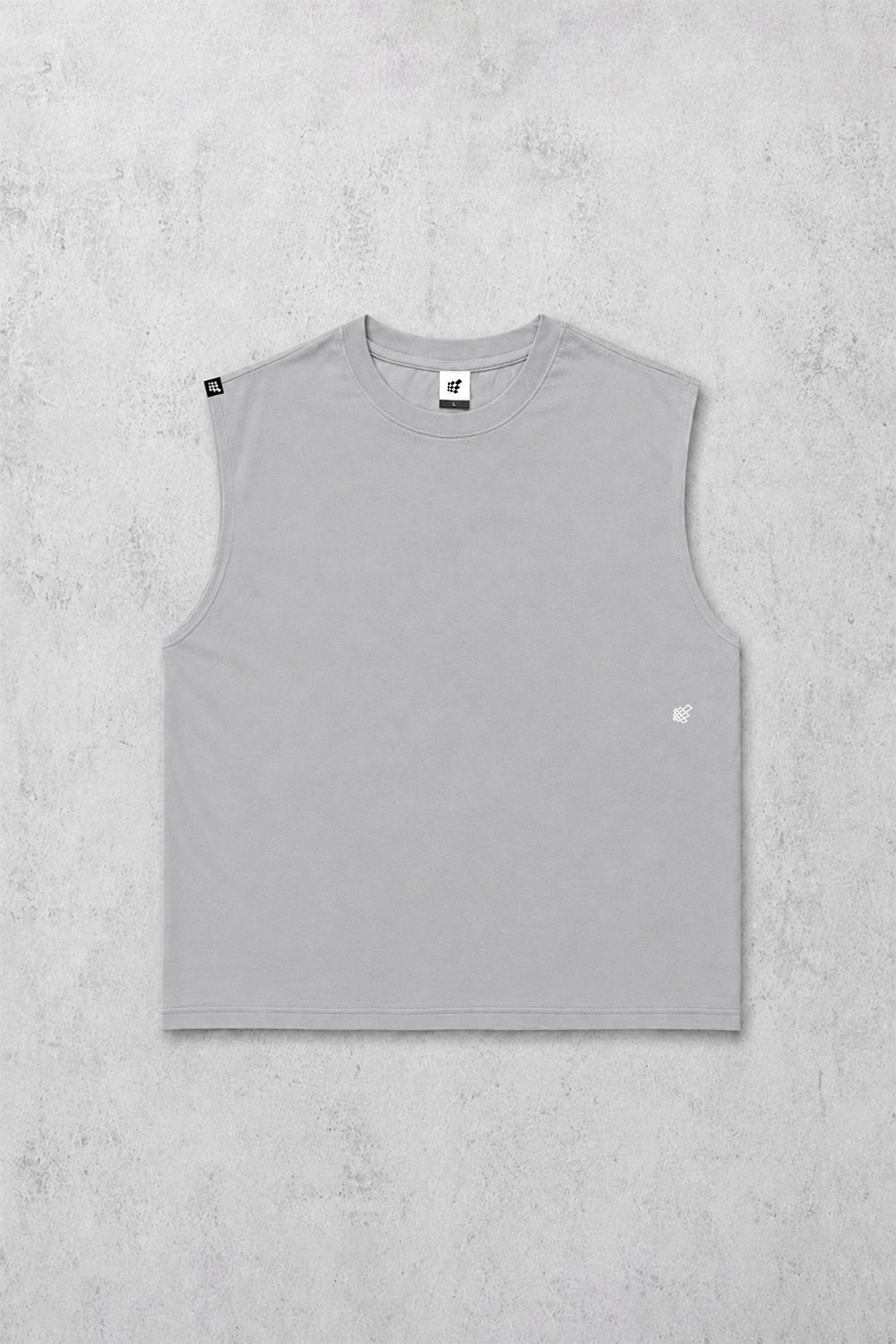 Retro Oversized Muscle Tee - Light Gray