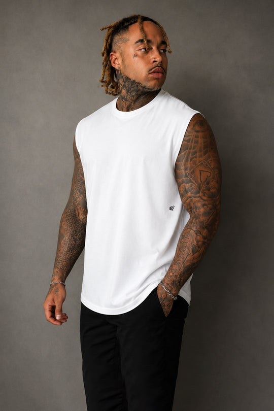 Retro Oversized Muscle Tee - Washed White