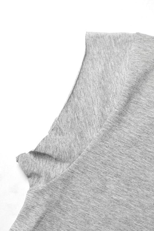 Oversized Raw-Cut Cropped Tee - Heather Gray