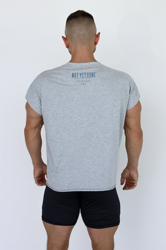 Oversized Raw-Cut Cropped Tee - Heather Gray