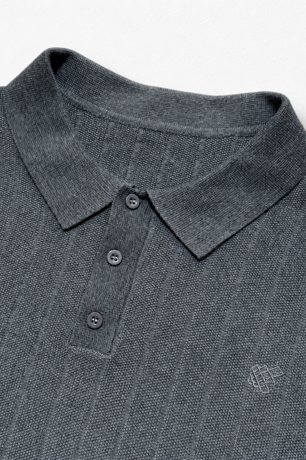 Rib Knit Collared Polo  - Storm Gray
