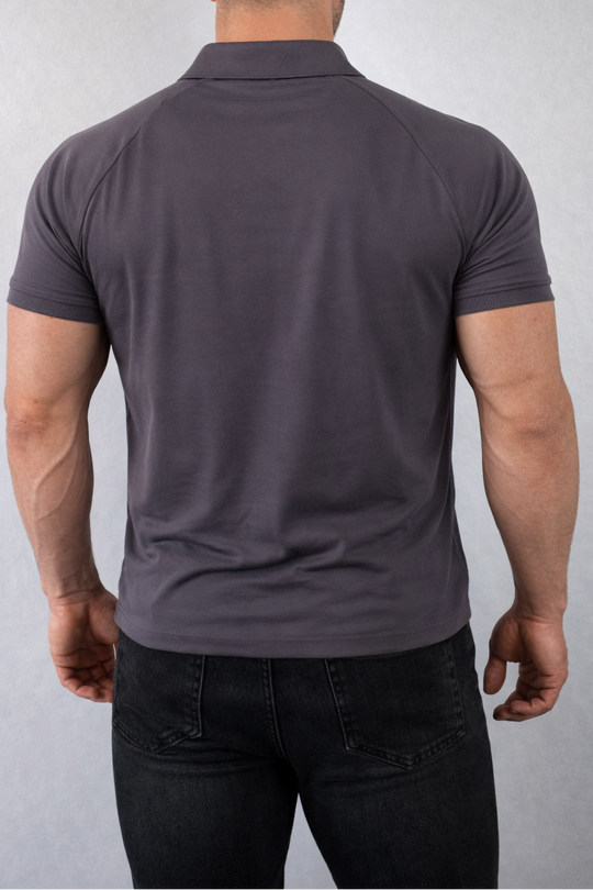 Muscle Fit All-Day Polo T-Shirt - Steel Gray