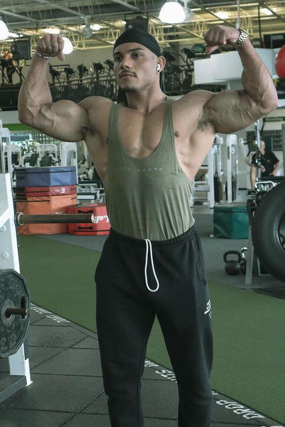 Classic Bodybuilding Racerback Stringer - Olive - Jed North