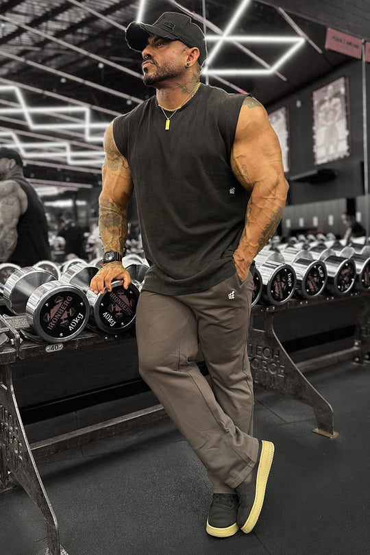 Retro Oversized Muscle Tee - Washed Black