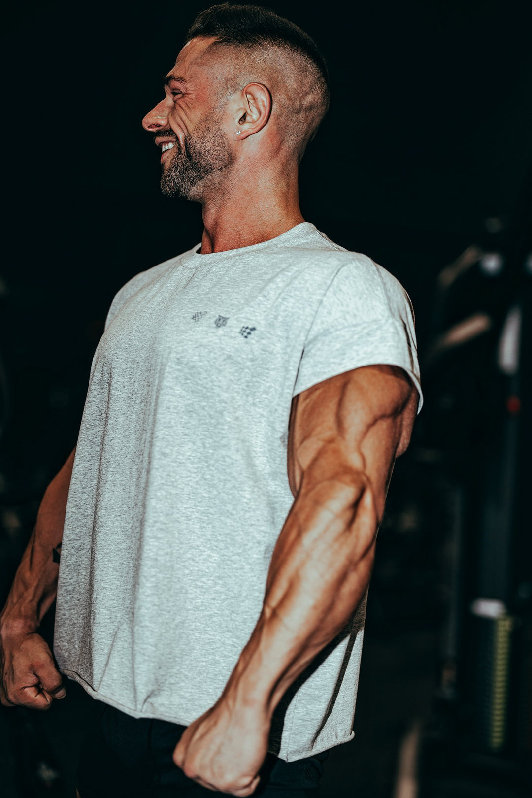 Oversized Raw-Cut Cropped Tee - Heather Gray