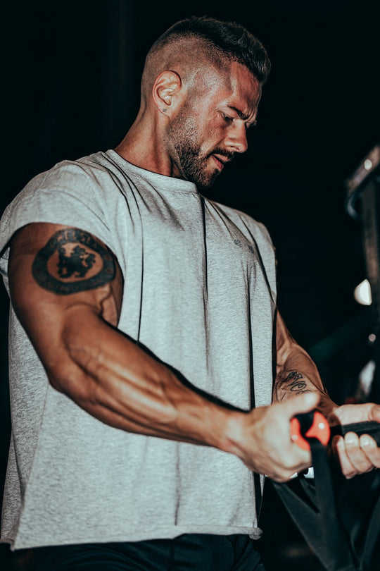 Oversized Raw-Cut Cropped Tee - Heather Gray