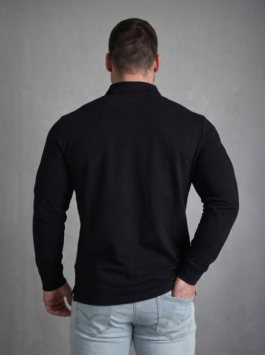 Polo Button-Up Longsleeve - Black