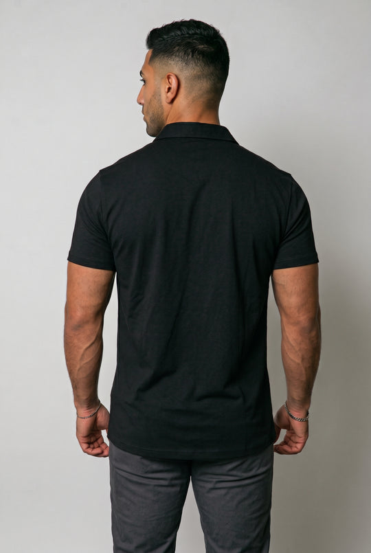 Muscle-Fit Stretch Short Sleeve Shirt  - Midnight Black