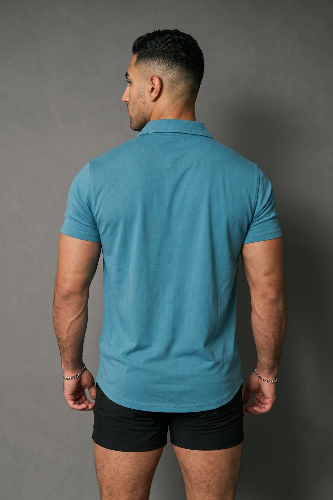 Muscle-Fit Stretch Short Sleeve Shirt - Light Teal