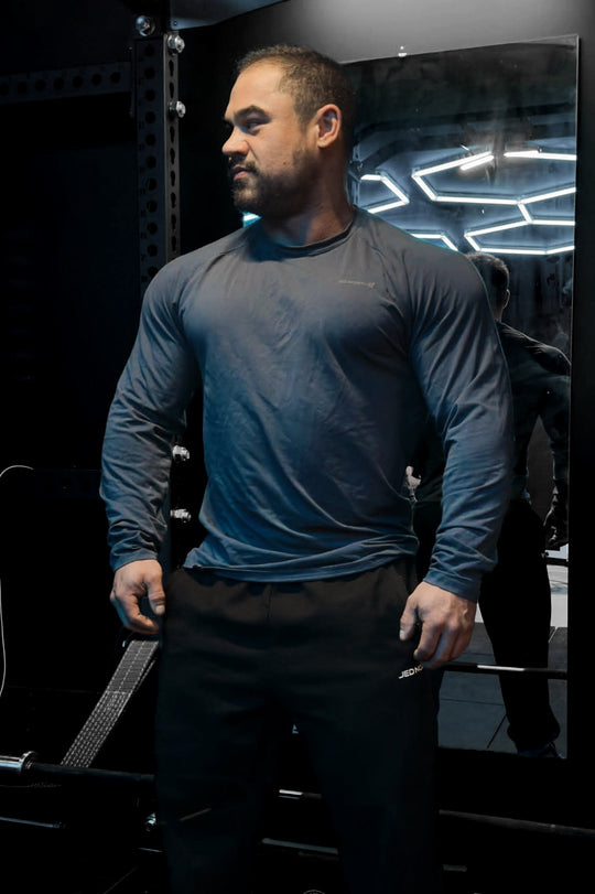 Titan Muscle-Fit Long Sleeve T-Shirt - Steel Blue