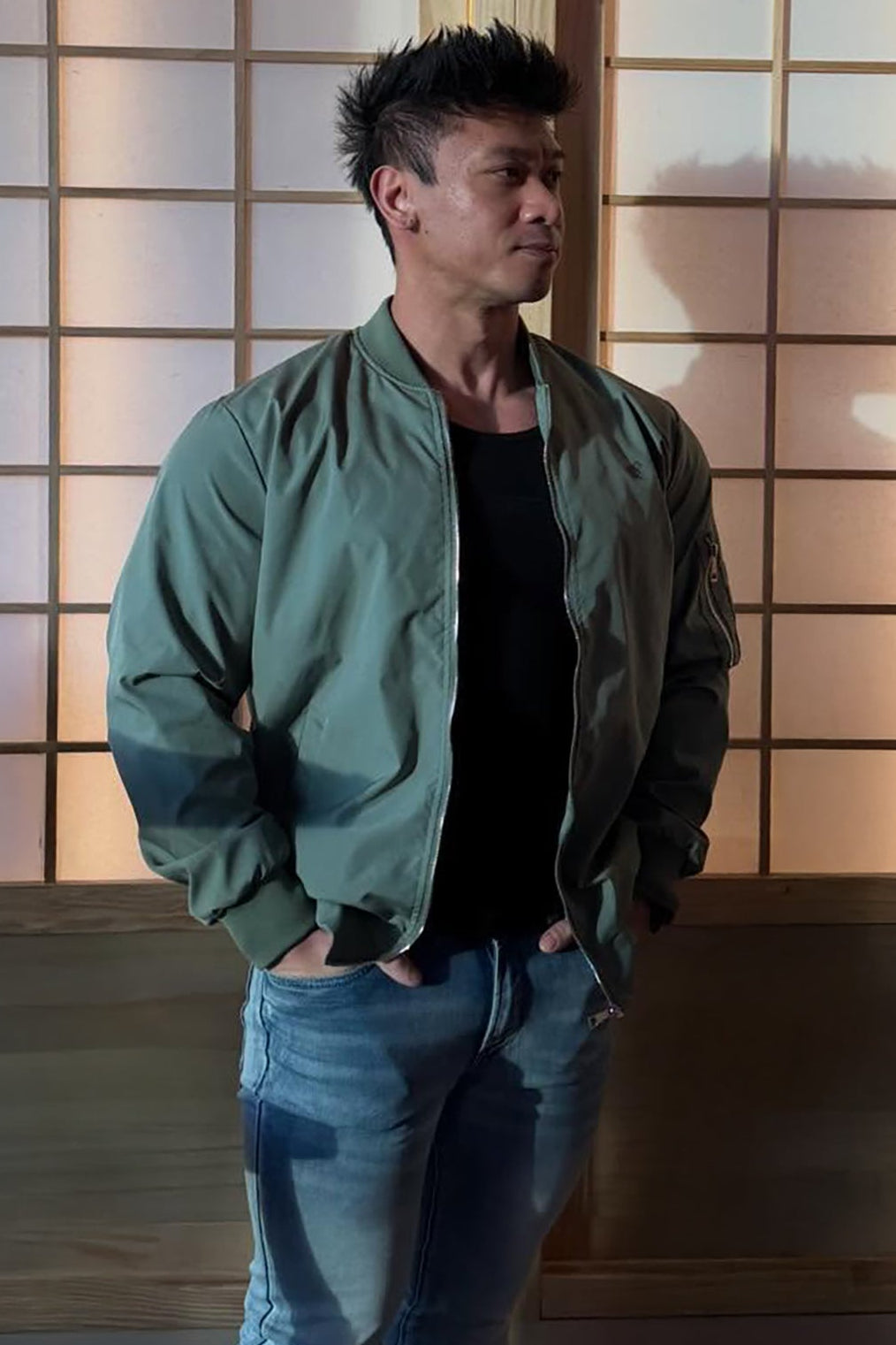 Men's Premium Bomber Jacket - Olive