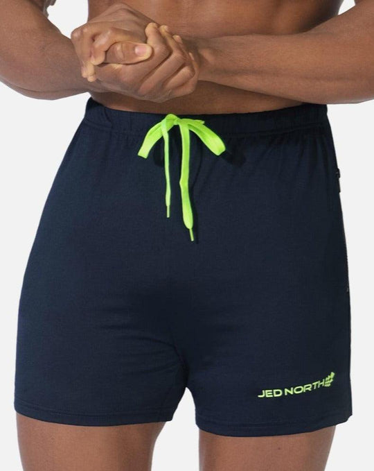 Agile Bodybuilding 4'' Shorts w Zipper Pockets - Navy Blue - Jed North